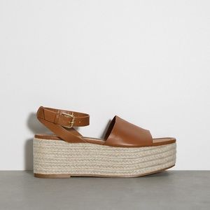 Platform leather wedge sandals